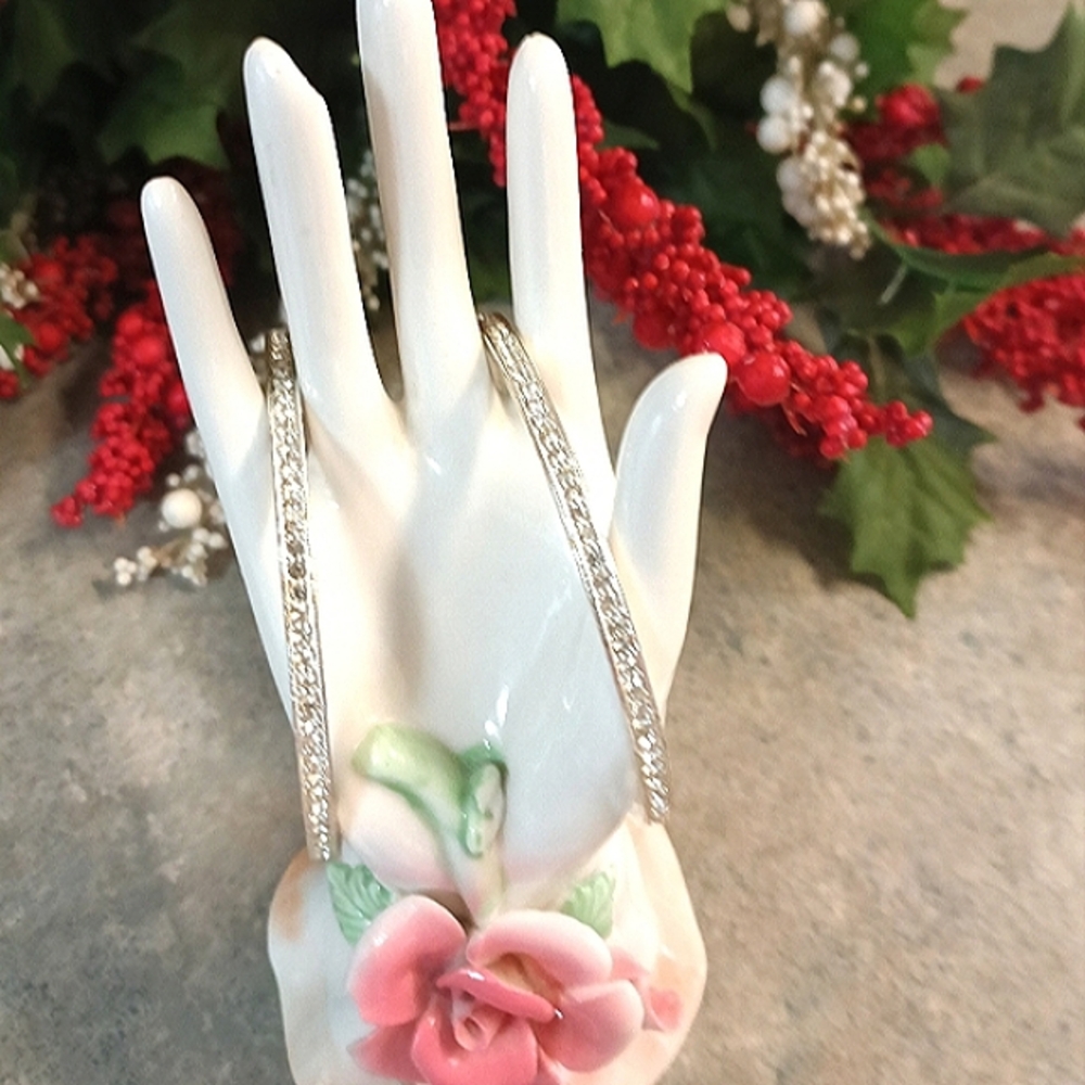 🌹Express Silver Rhinestone Bangel Bracelet Set🌹 - Picture 2 of 8